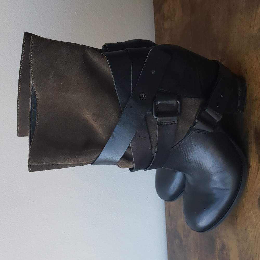 Guess Jeans motorcycle motocross slouchy army green black festival boots